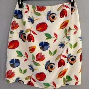 Ilyse Hart Ltd Women’s Ivory Green Blue Red Lined Skirt Size Sz 8
